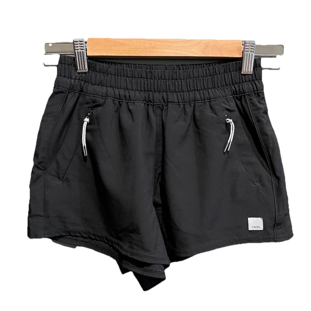 Vuori Dash Black Zip Pockets Women's Activewear Running Shorts Size XS